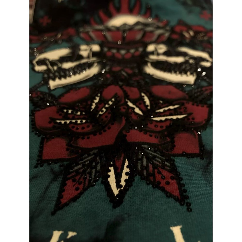 AFFLICTION Men's T-Shirt S/S SCARED TOUCH Black - Picture 8 of 12